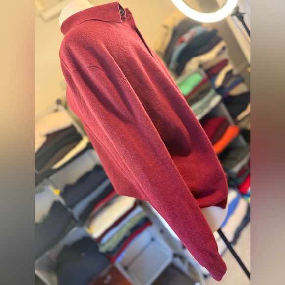 Cashmere Boutique Men’s Cashmere Collared Button-Neck, Brick-Red, XL - Picture 4 of 9